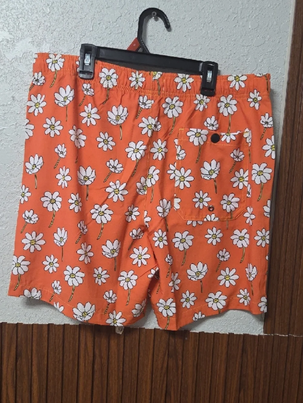 NWT Mr. Swim Scattered Daisies Floral Swim Trunks Coral Orange Size L [1282]